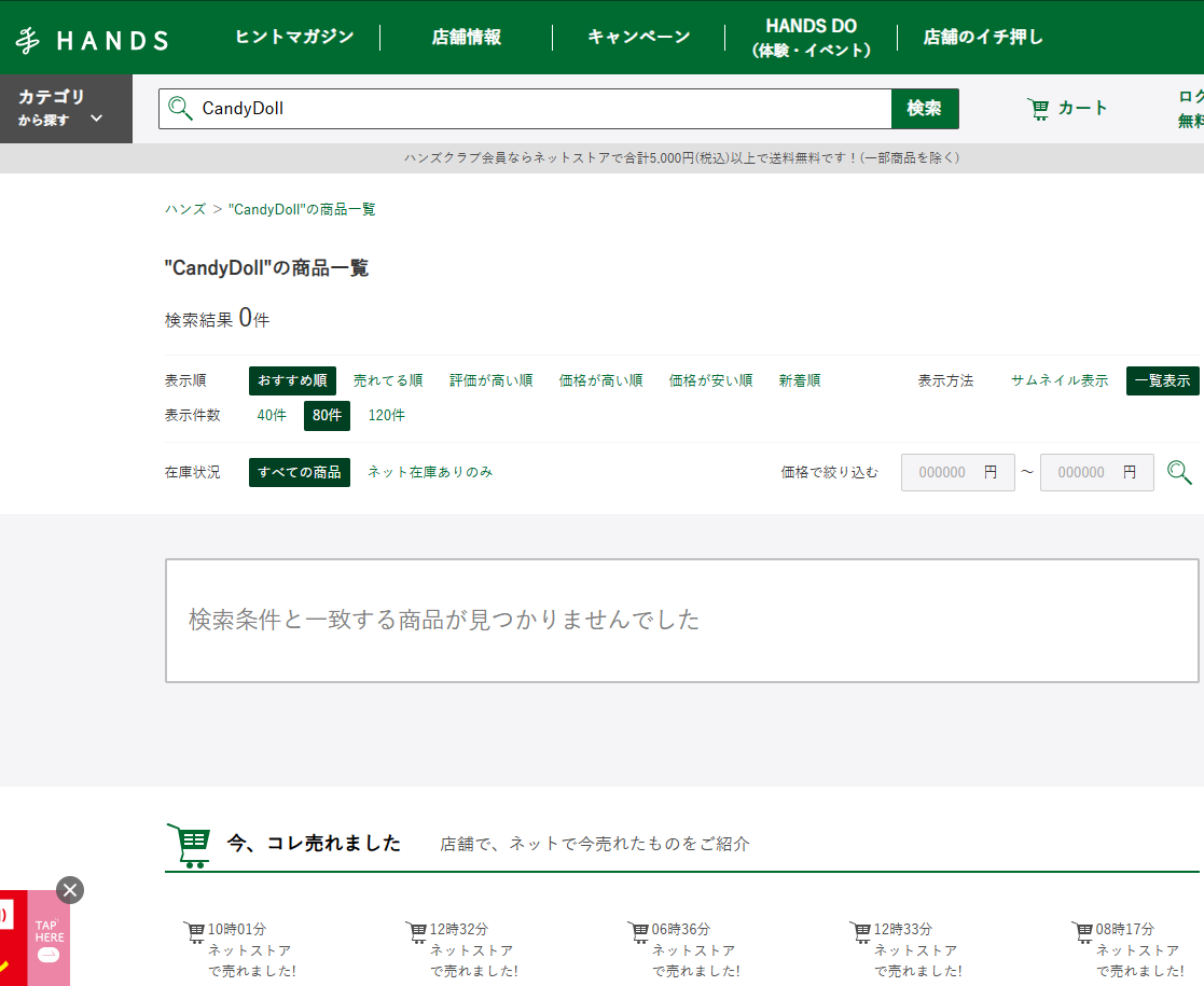 ハンズでの検証結果